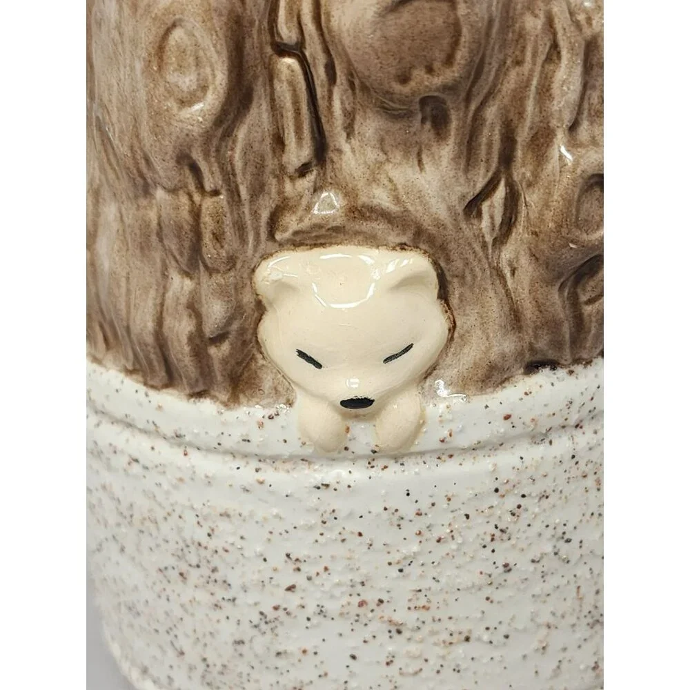 Vintage Ceramic Asian Man Rice Bag Hiking Stick Storage Holder Decanter‎